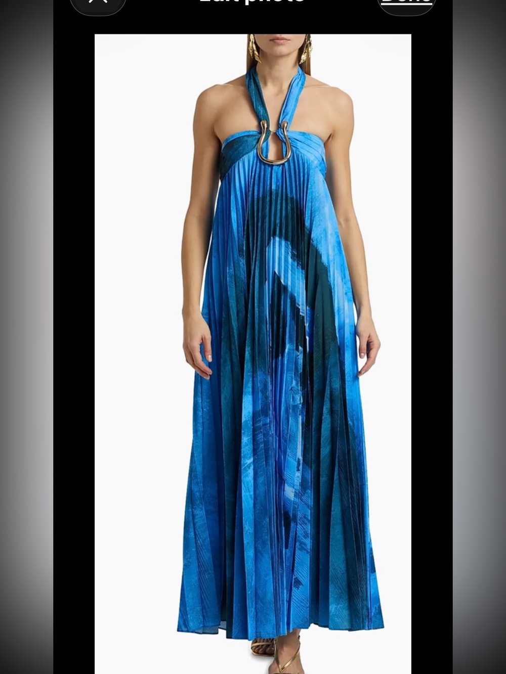 Acler Blue Teal Pleated Halter Maxi Dress - Picture 2 of 13
